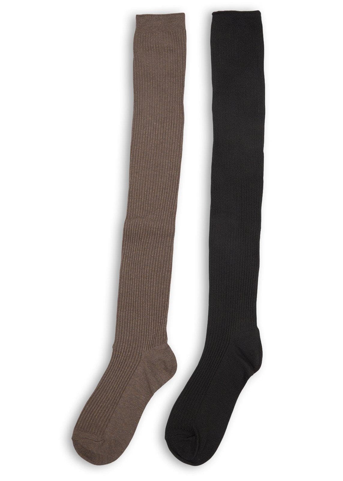 2-Pack Brown & Black Over The Knee Socks