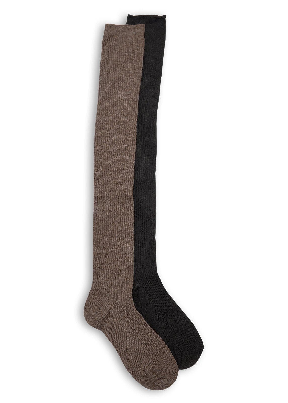 2-Pack Brown & Black Over The Knee Socks, view 2