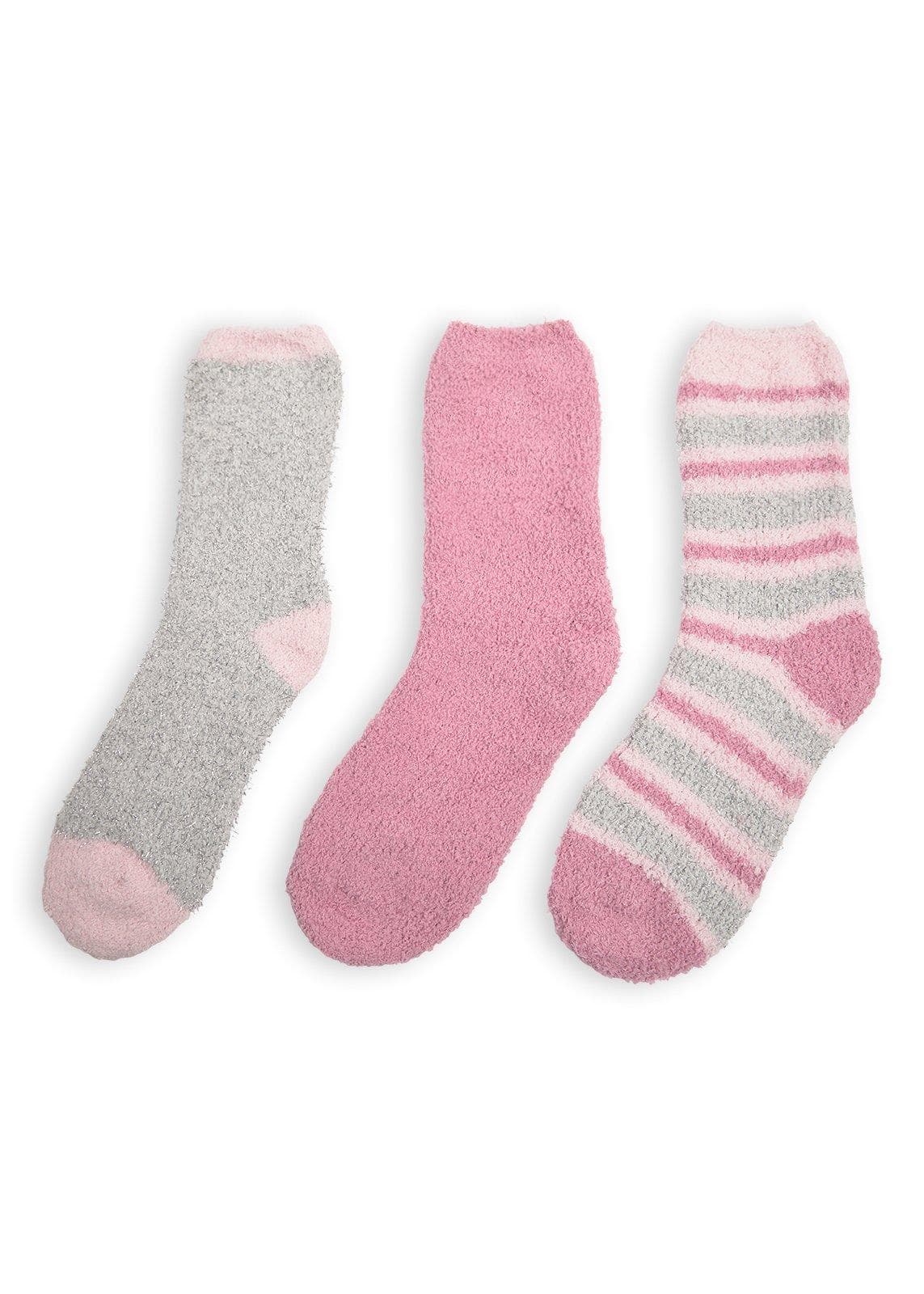 3-Pack Pink & Grey Bedsocks