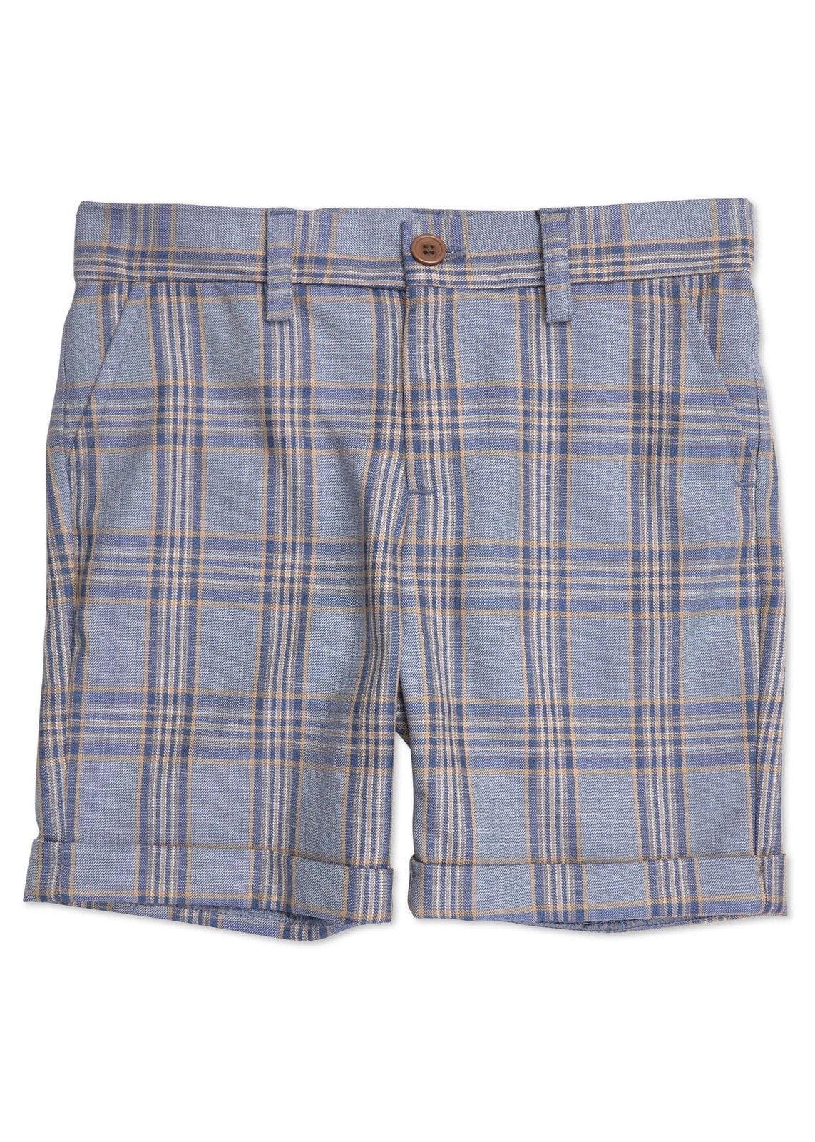 Kid Boys Blue Check Formal Shorts