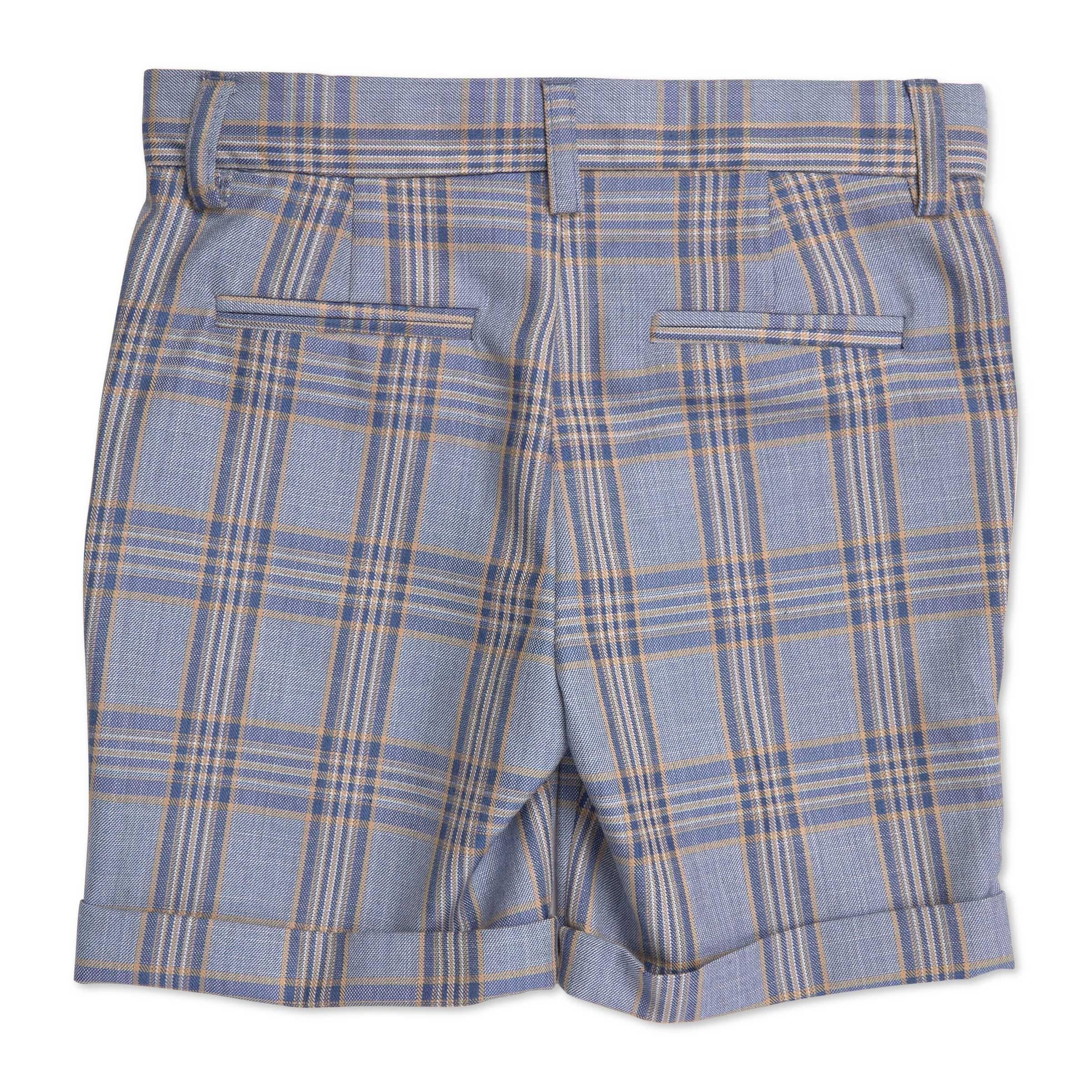 Kid Boys Blue Check Formal Shorts, view 2