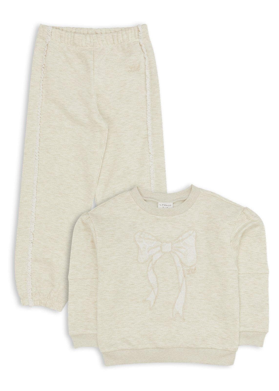 Kid Girls Beige Sweatshirt and Pants Set