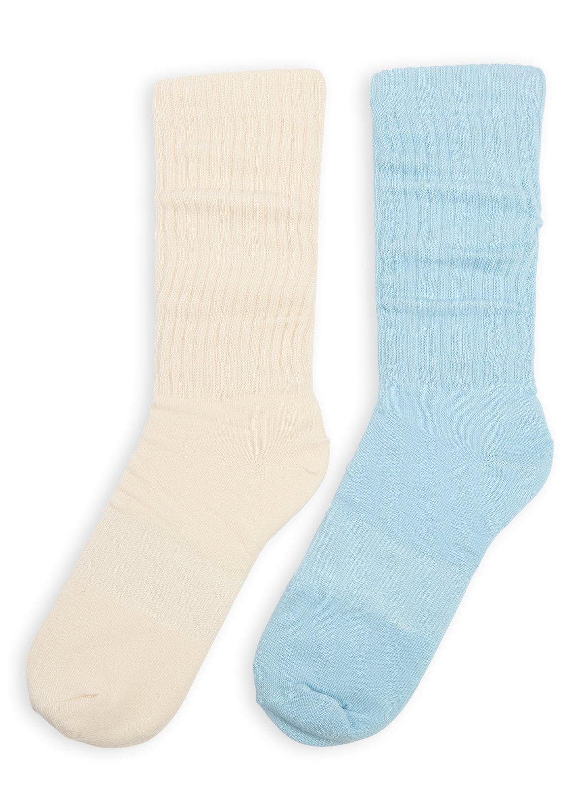2-Pack Blue and Beige Slouchy Socks