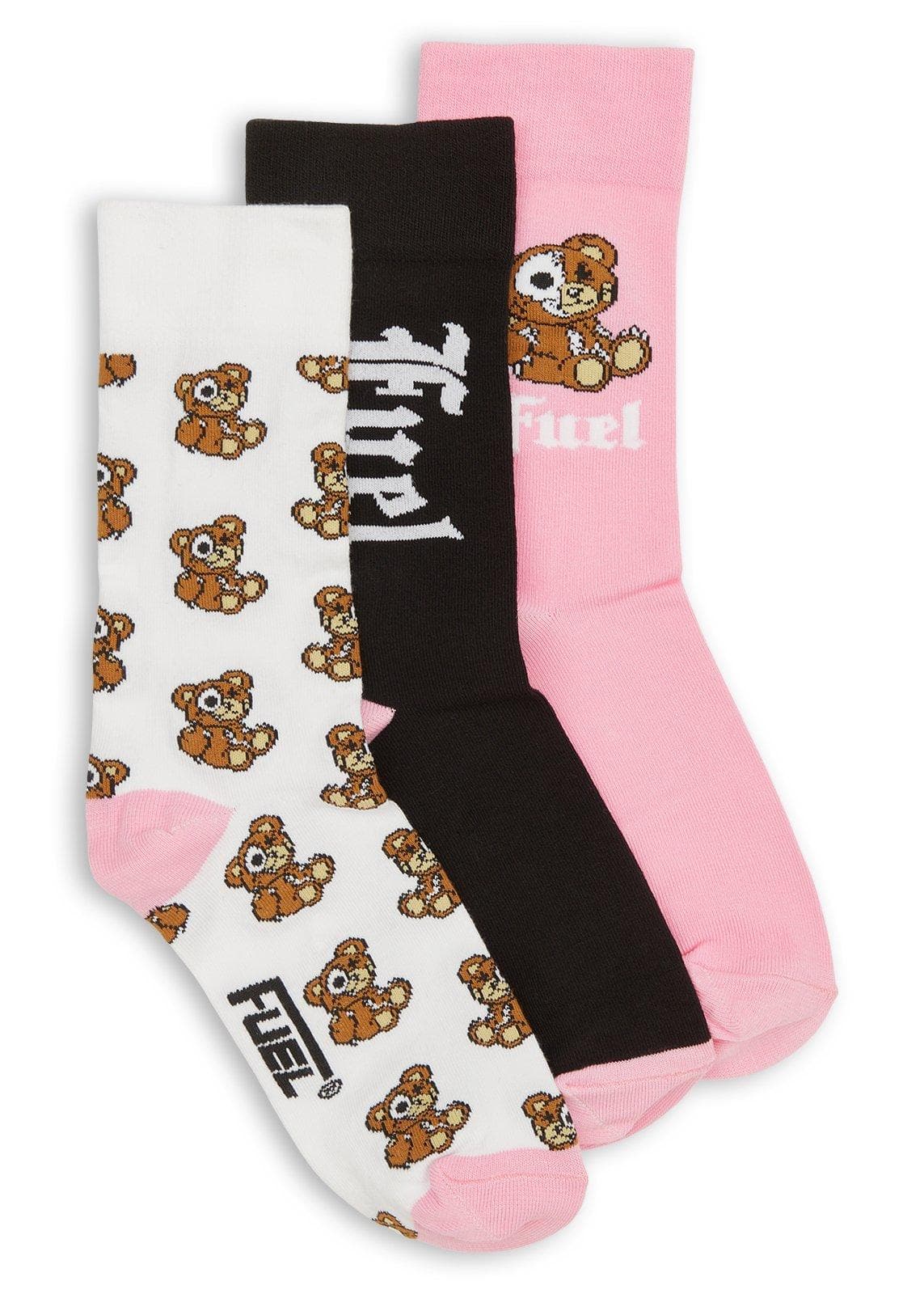 3-Pack Pink Multi Ankle Socks, view 2
