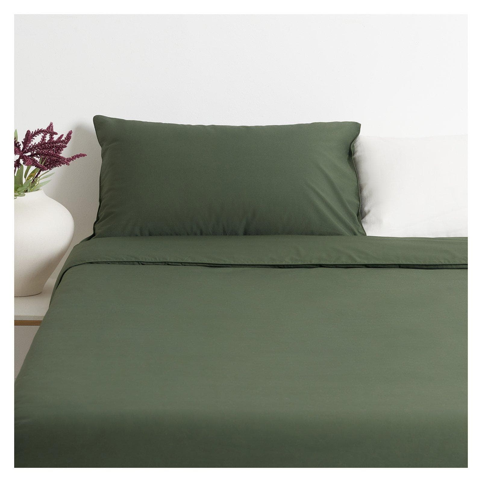 200TC Green Piped Duvet Cover Set