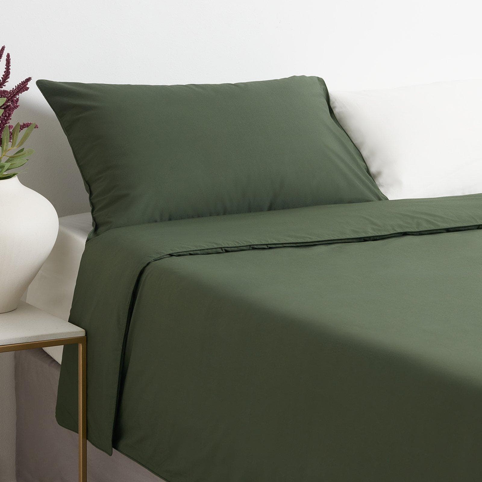 200TC Green Piped Duvet Cover Set, view 2