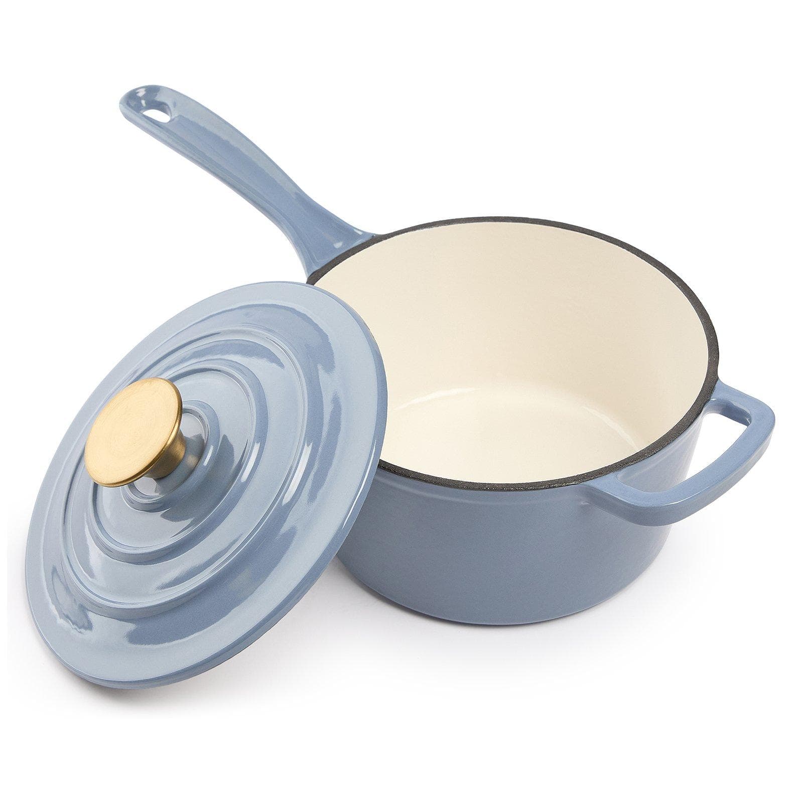 Blue Cast Iron Saucepan 19cm, view 2