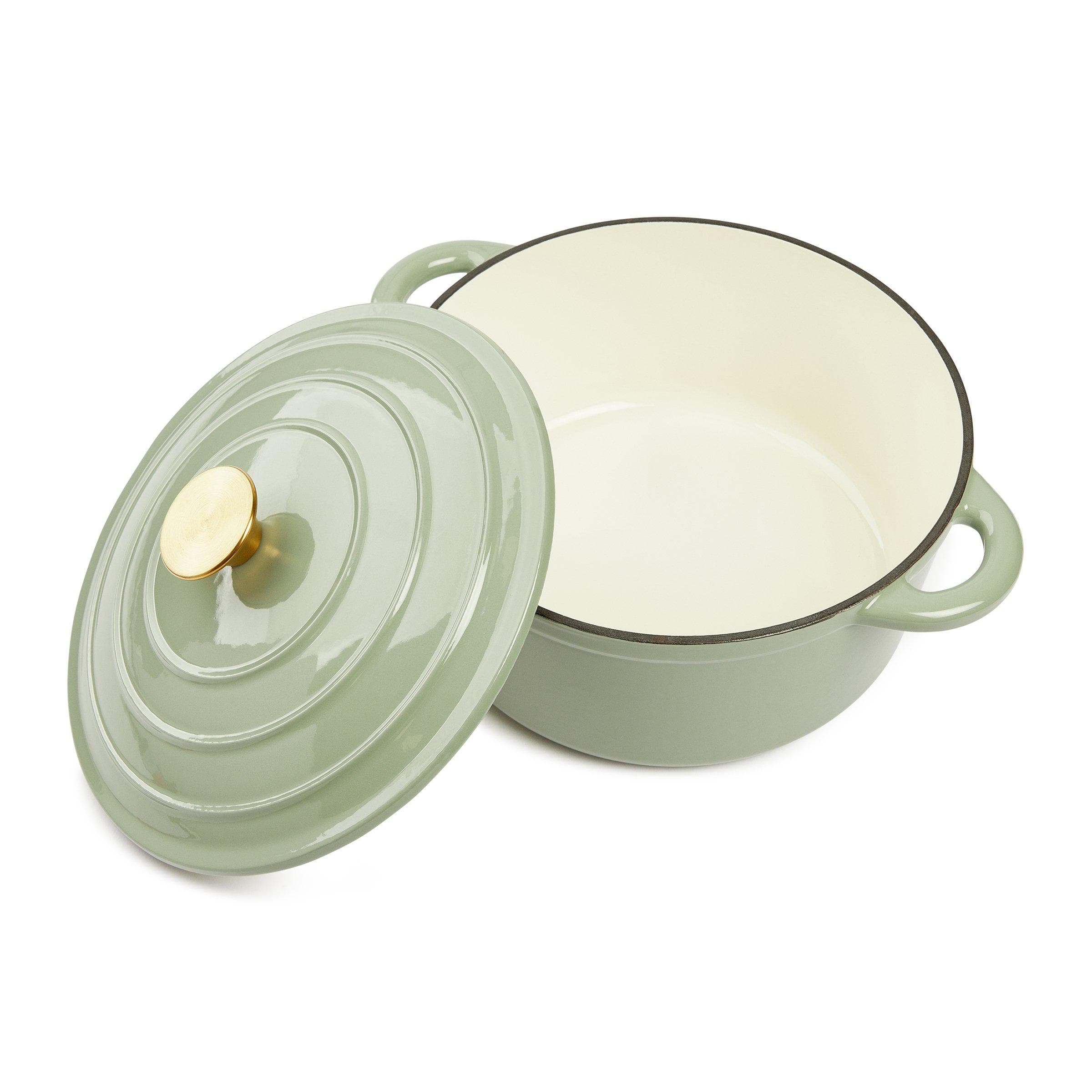 Sage Green Cast Iron Casserole 26cm, view 2