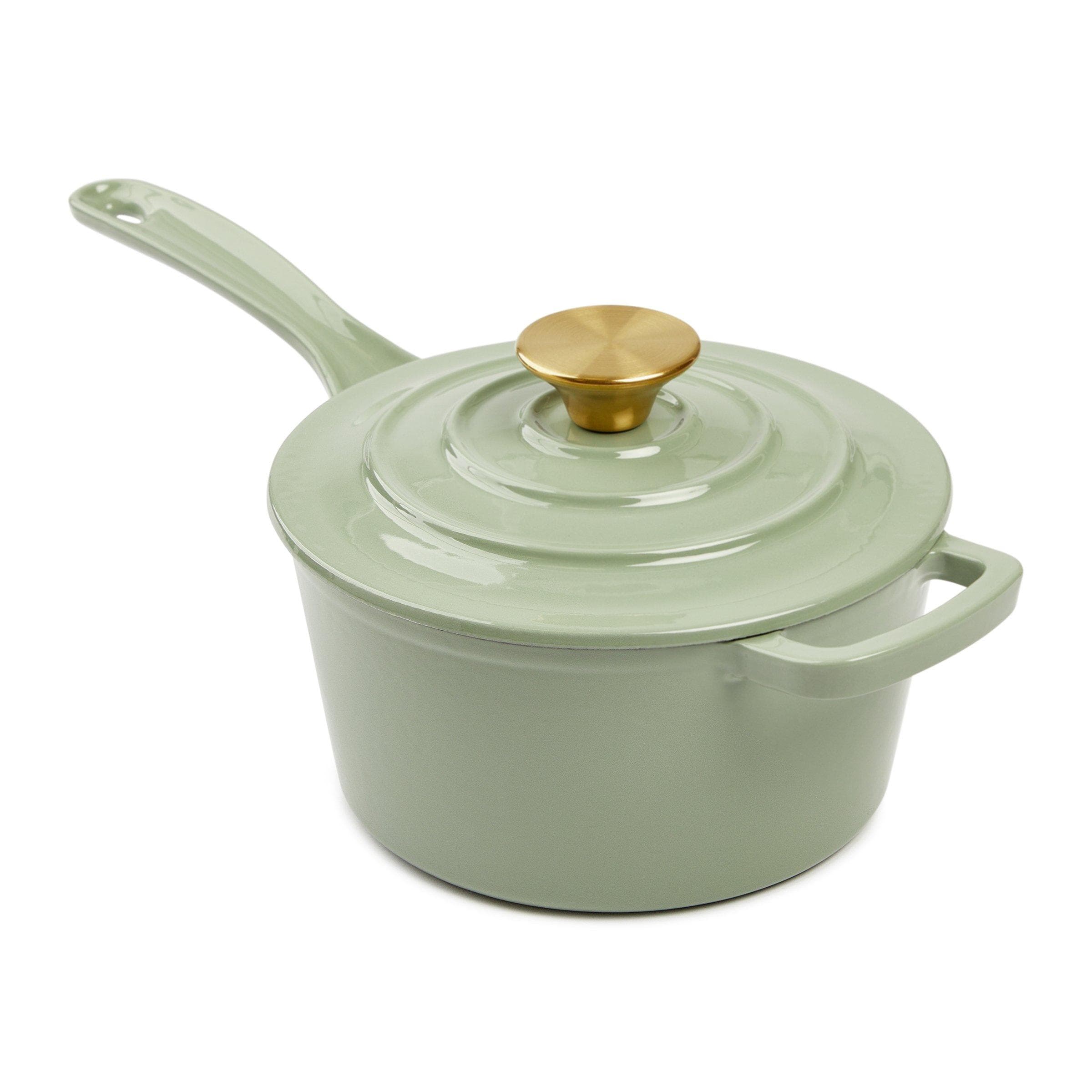 Sage Green Cast Iron Saucepan 19cm