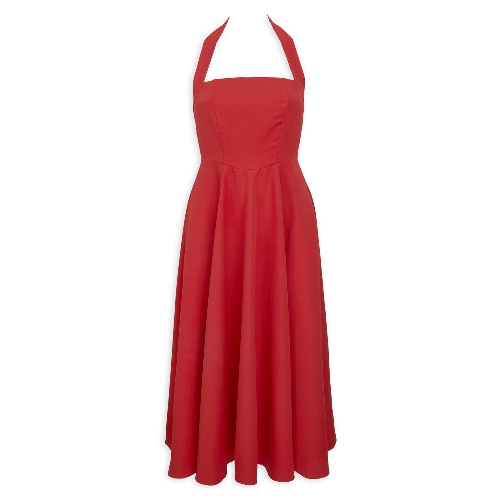Cherry Red Halter Midi Dress