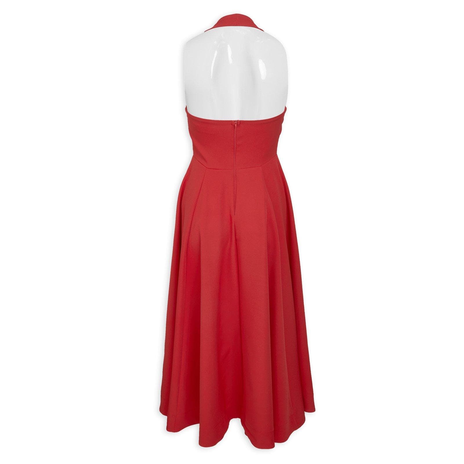 Cherry Red Halter Midi Dress, view 2