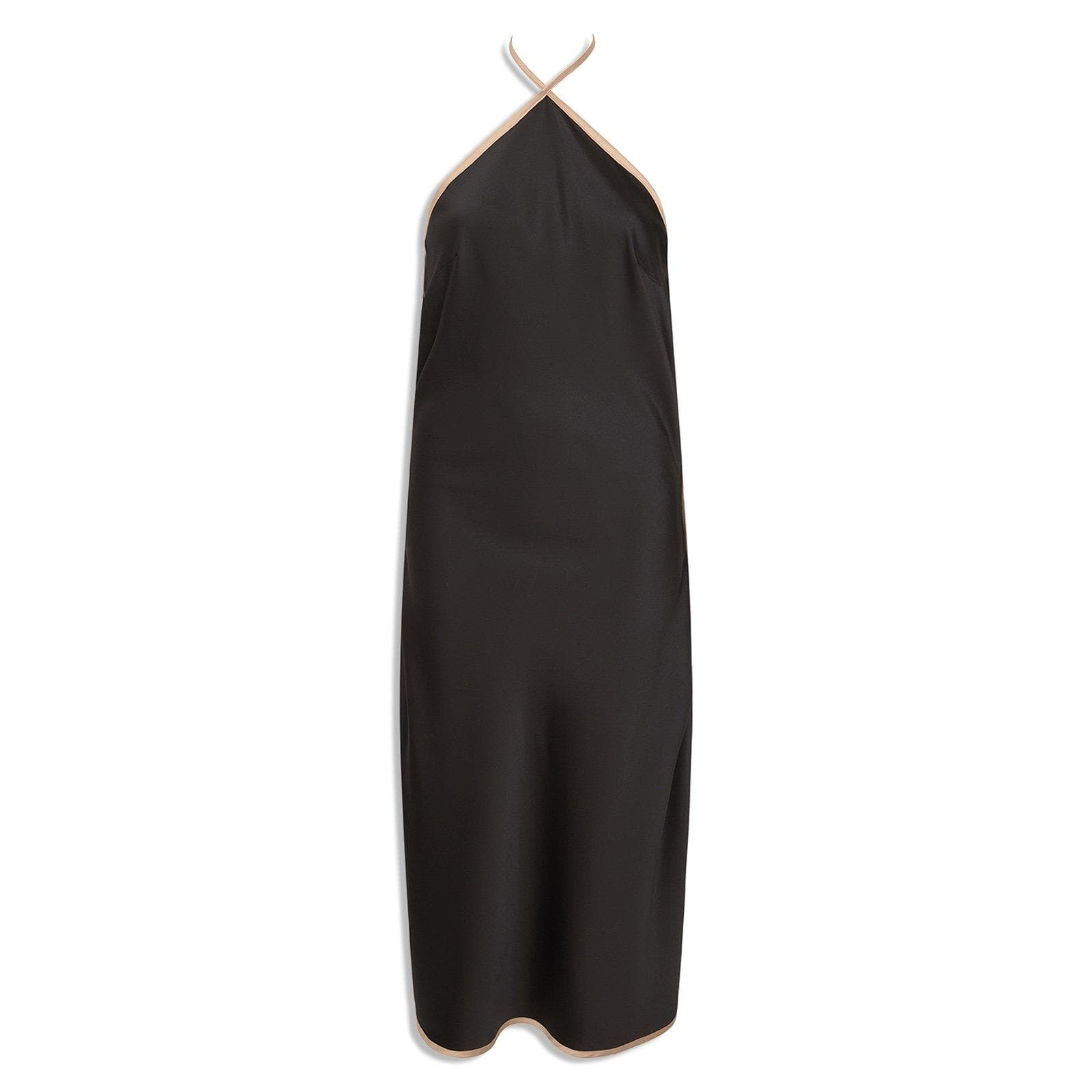 Black Satin Halter Dress