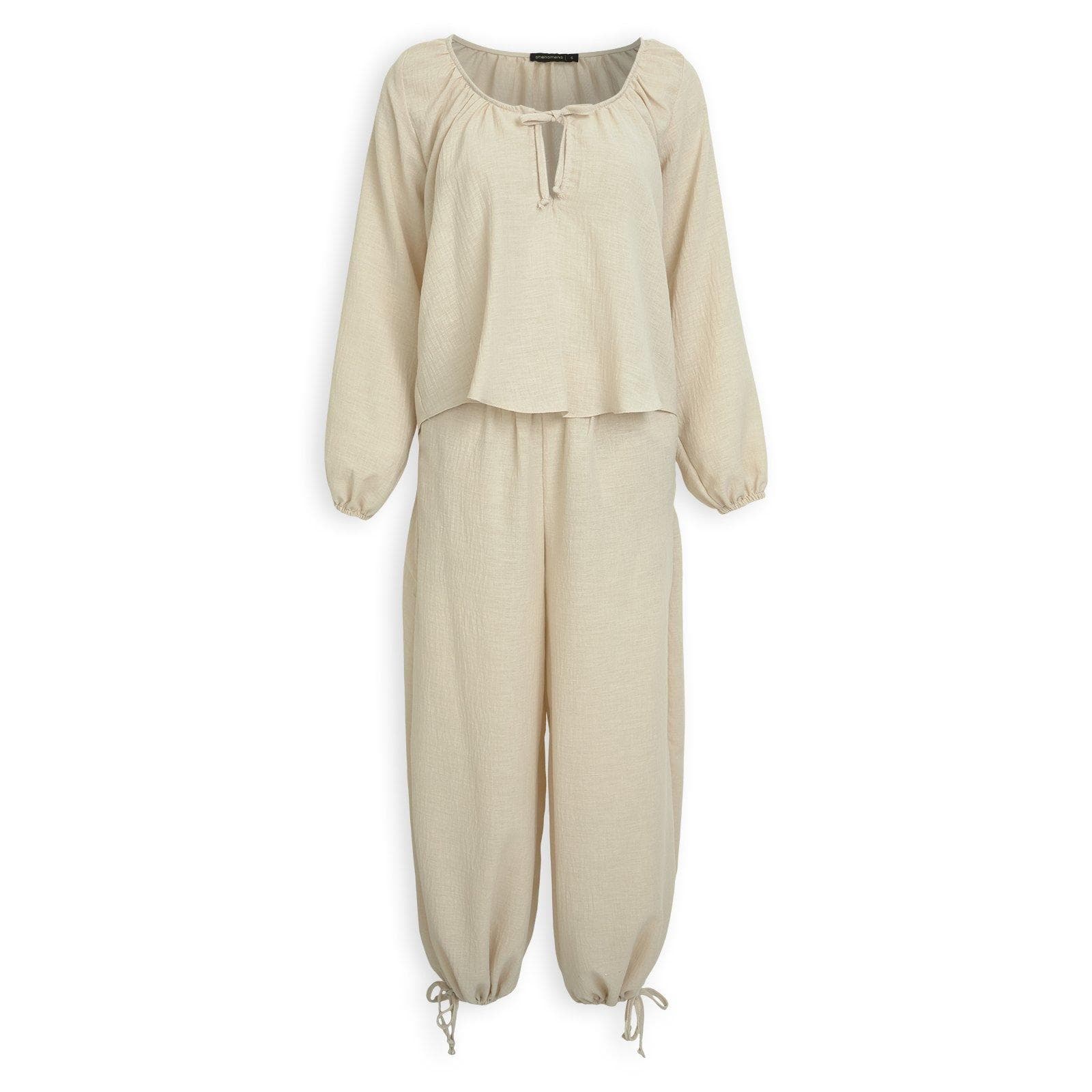 Stone Linen-Look Pants Set