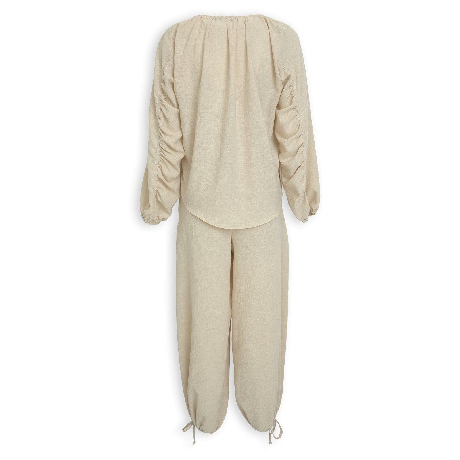 Stone Linen-Look Pants Set, view 2