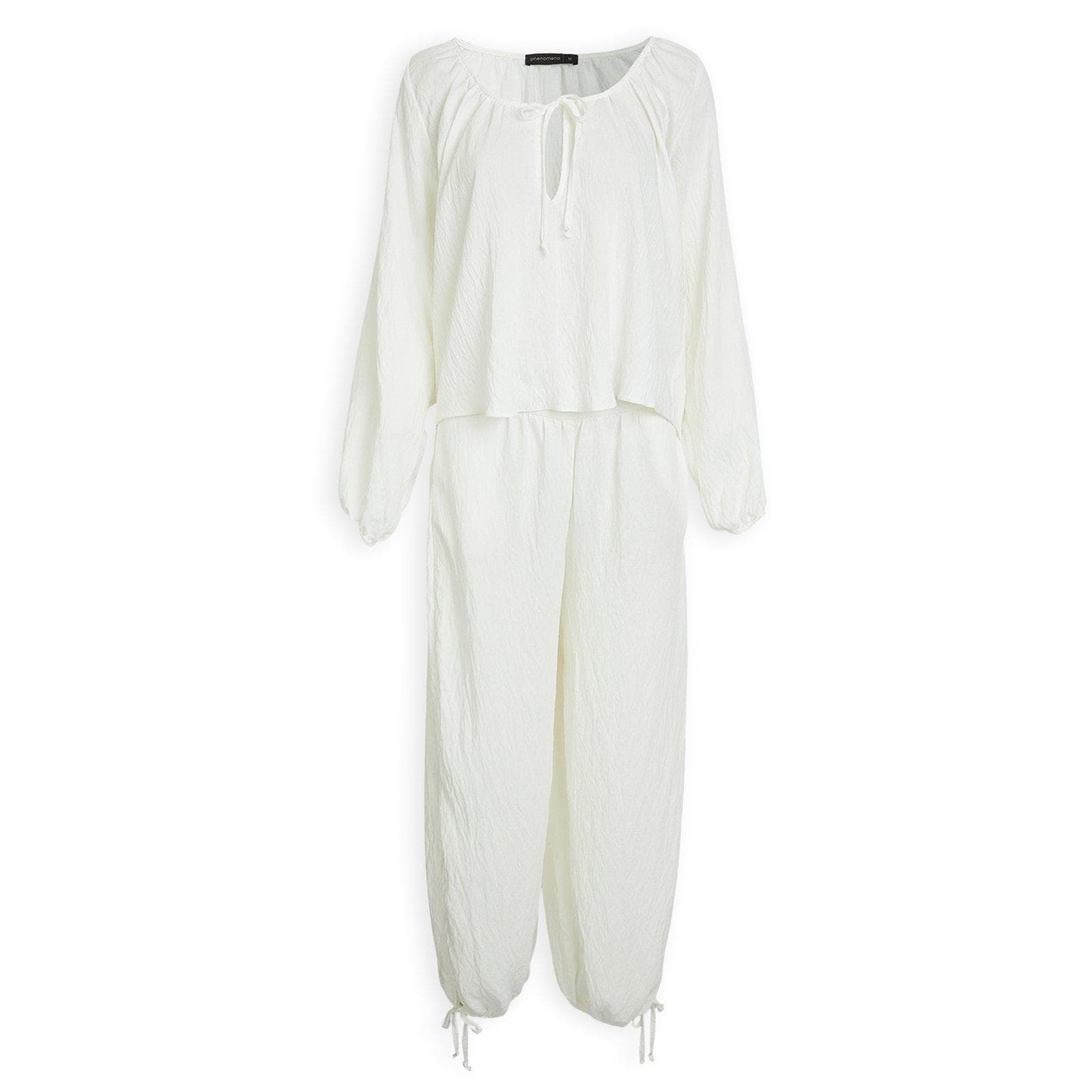 Ivory Linen-Look Pants Set