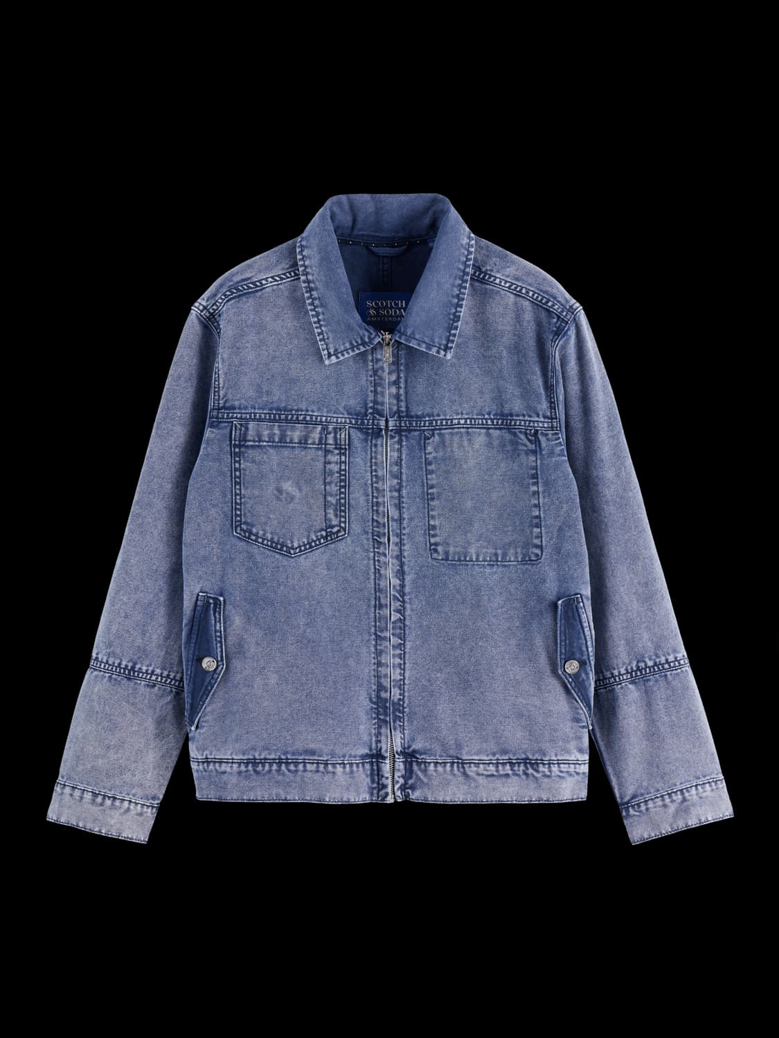 Workwear Bomber Jacket In Denim Washed Canvas