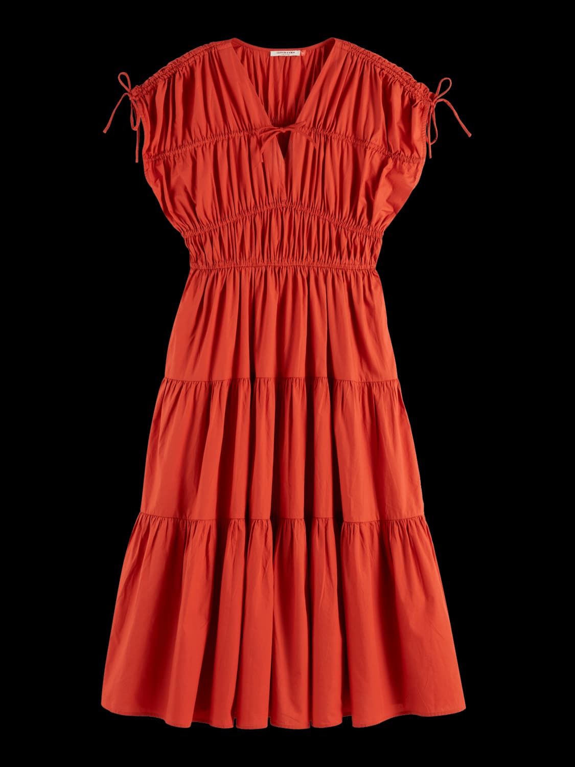 Gathered Midi Dress With Tied Details