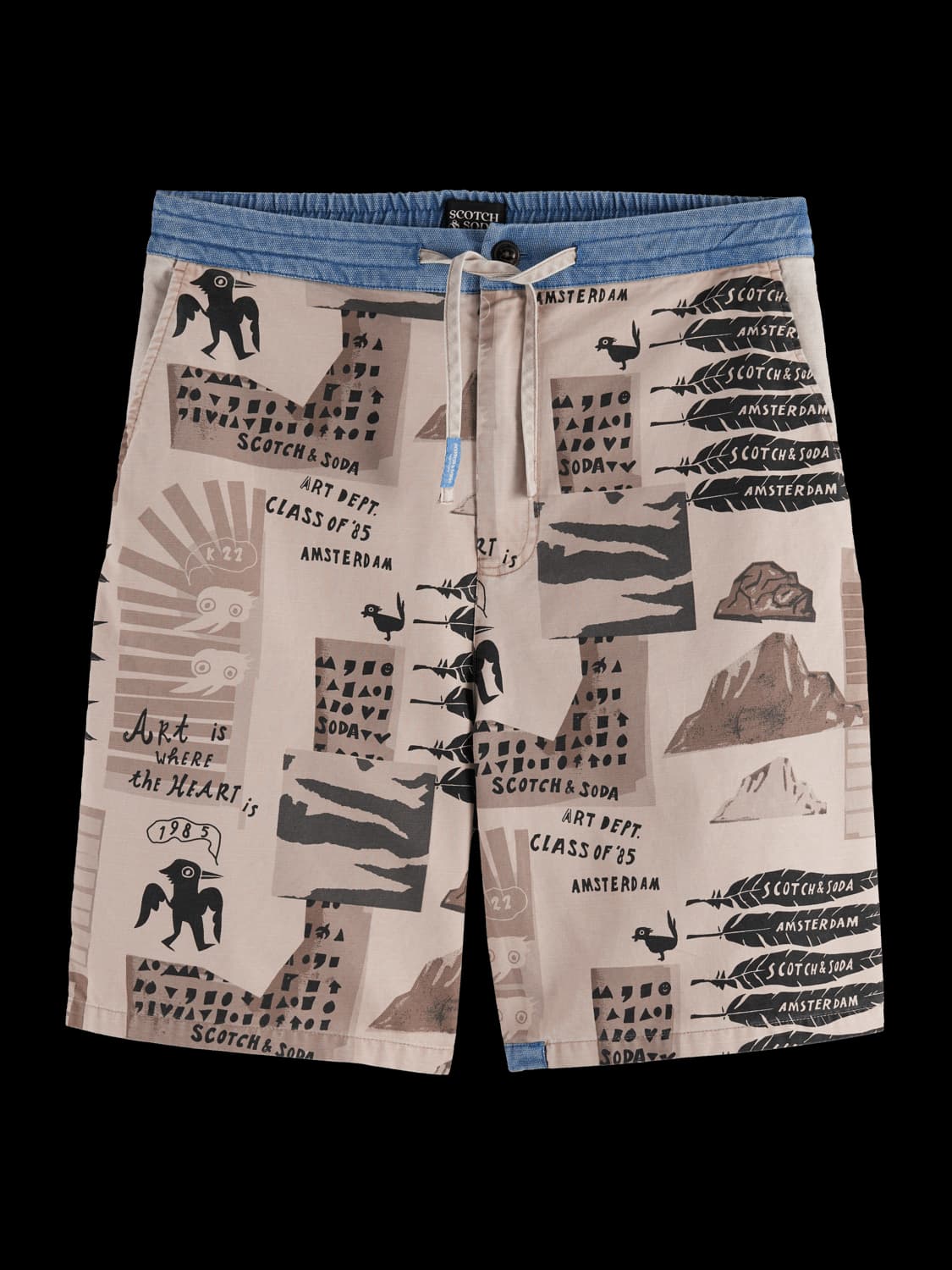 Loose-Fit Printed Washed Bermuda Shorts