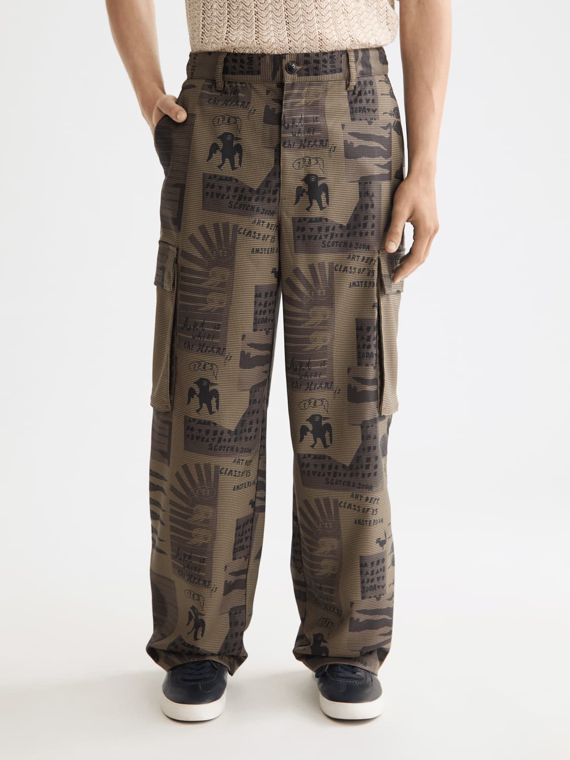 Baggy Fit All-Over Printed Cargo Pants, view 2