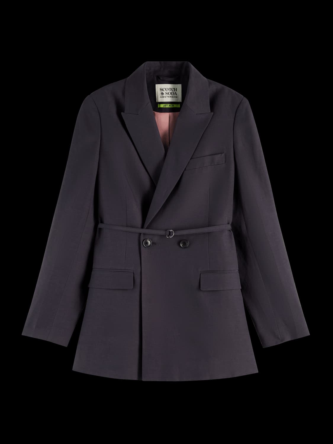 Double Breasted Belted Drapey Blazer