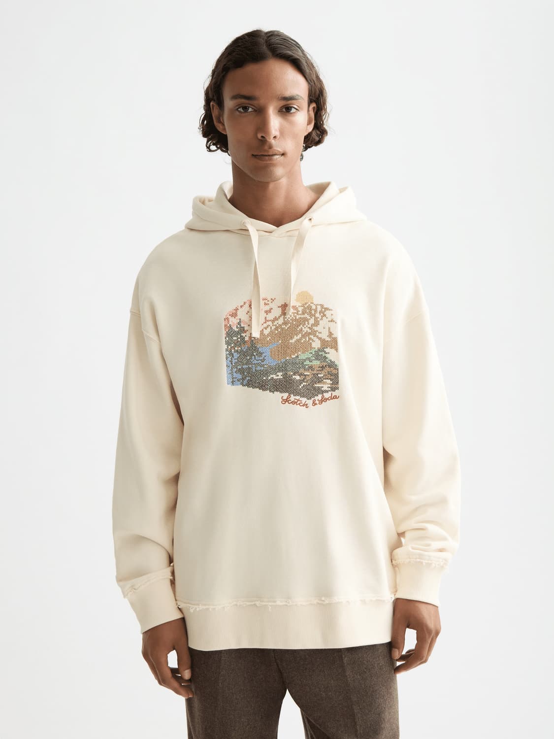 Loose Fit Embroidered Artwork Hoodie, view 2