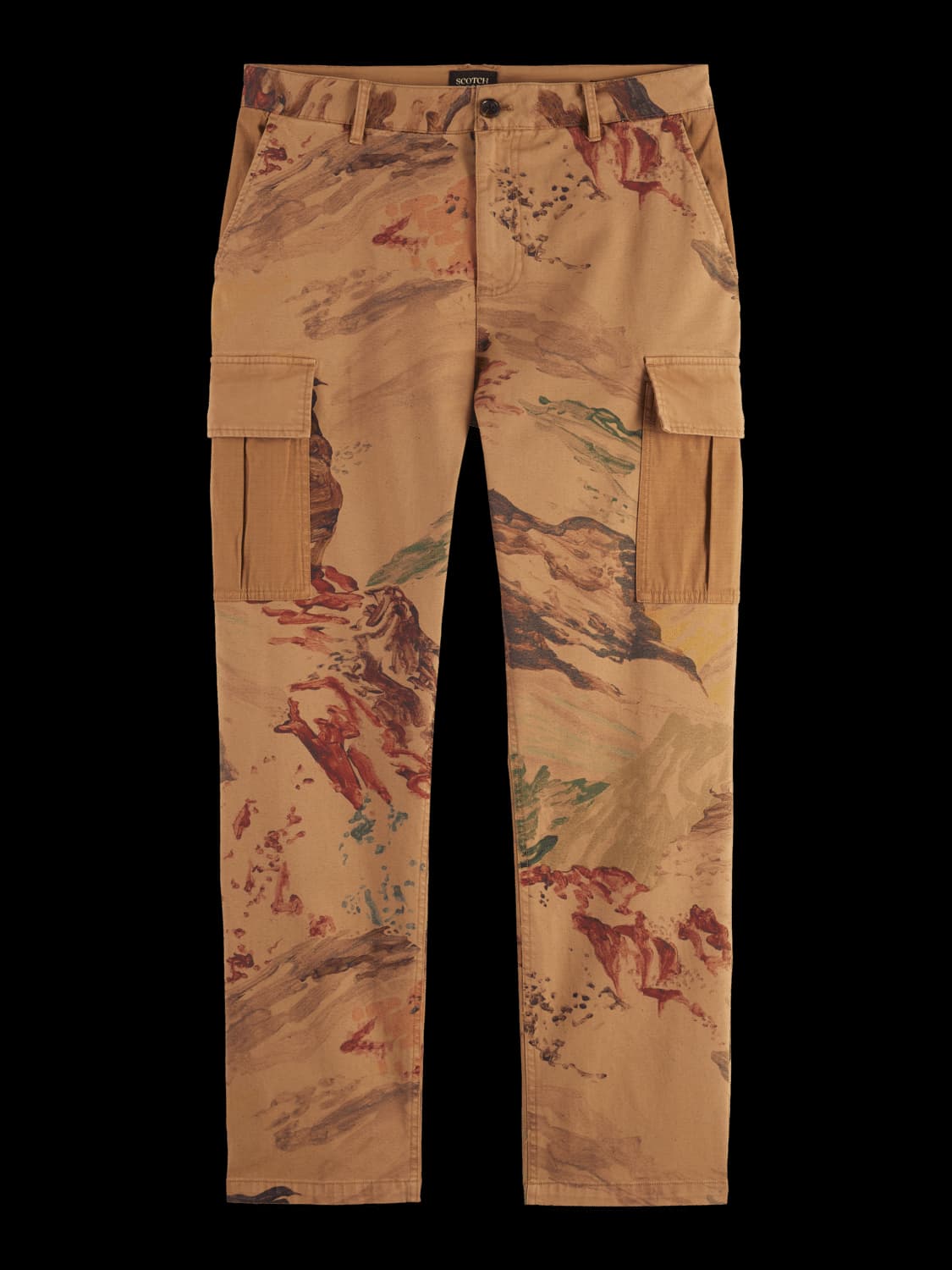 Harper-Printed Garment-Dyed Cotton Blend Loose Tapered Cargo