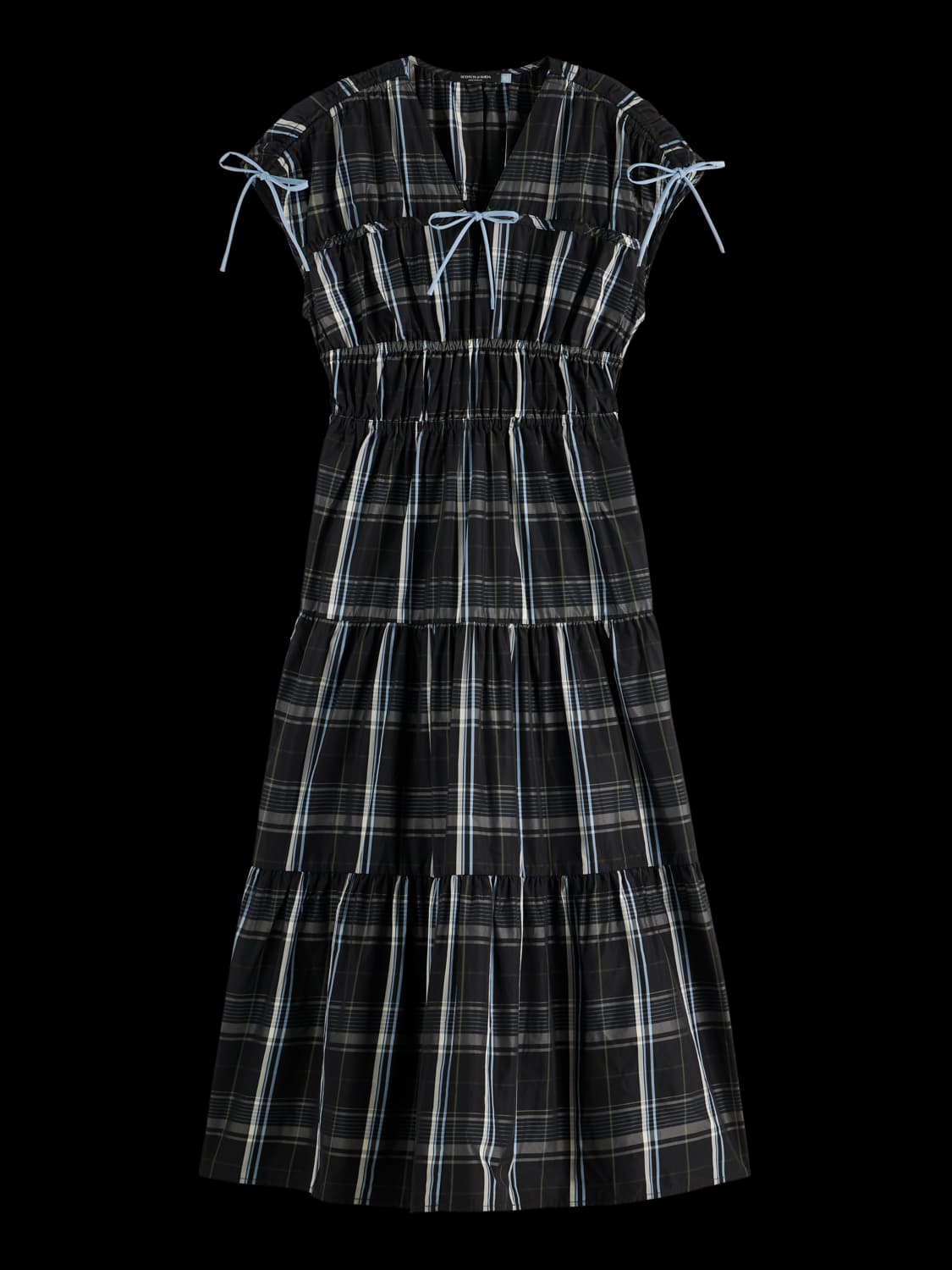 Gathered Taffeta Midi Dress With Tied Details