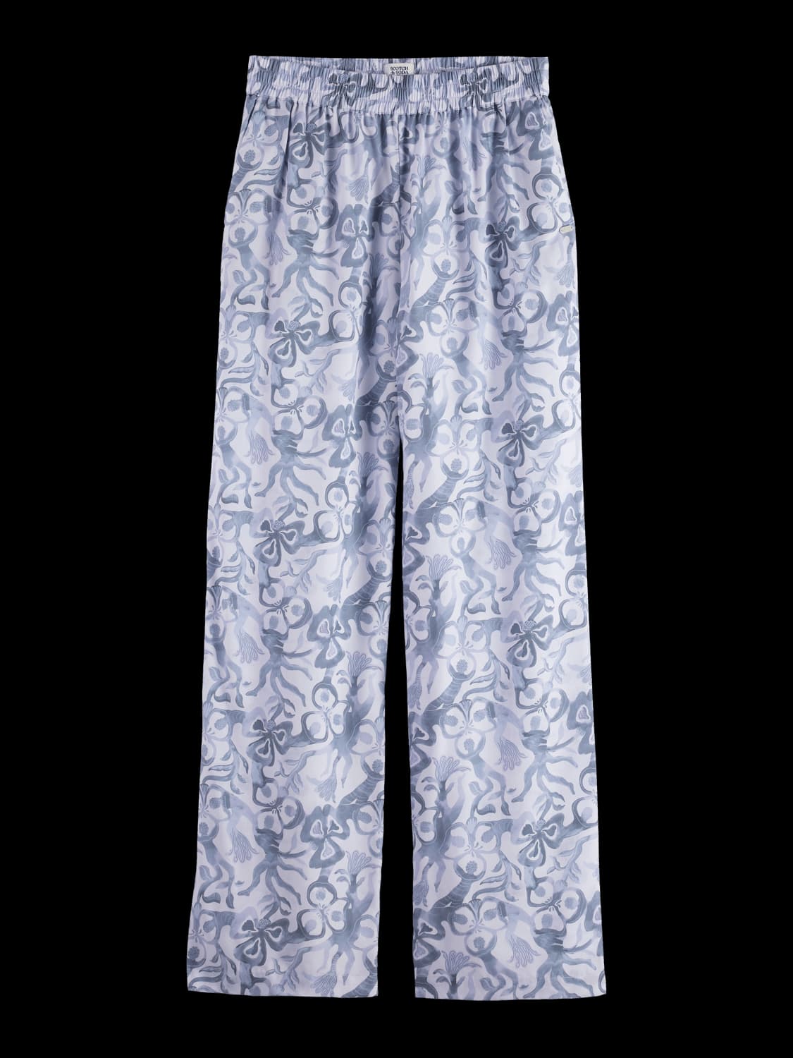 Gia – Mid Rise Wide Leg Elasticated Trousers In Block Print